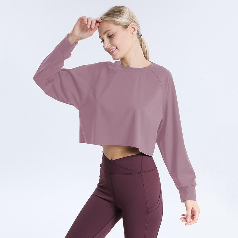 

Yoga Outfit Sexy Open Navel Loose Top Women's Long Sleeve Running Blouse Comfortable Sports Fitness Clothes T-shirt