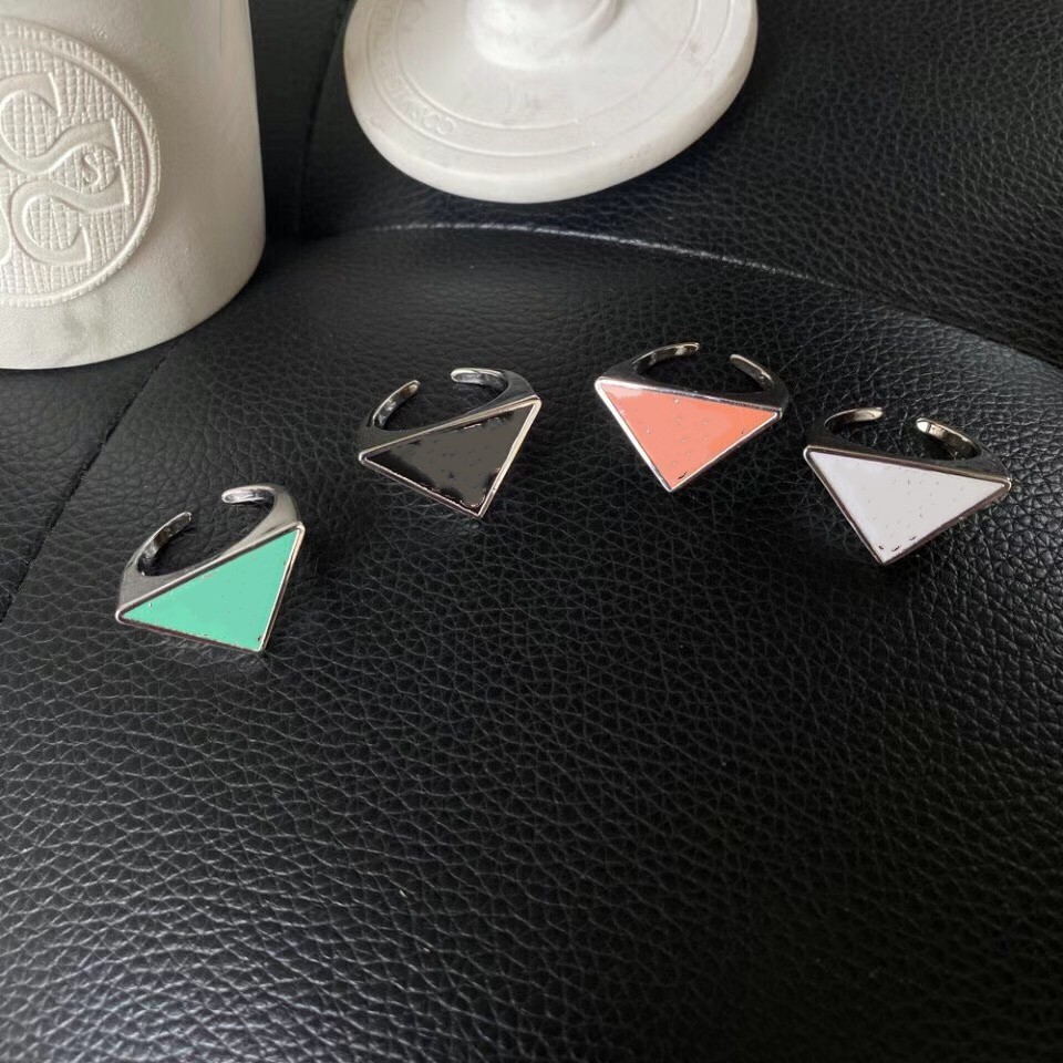 

2021 European and American triangle letter open ring big brand fashion personality temperament female high quality fast delivery