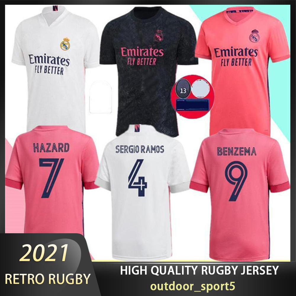 

podsycal REAL MADRID jerseys tops 20 21 soccer football shirt HAZARD SERGIO RAMOS BENZEMA camiseta men kit 2020 2021 fourth 4th HUMANRACE, Black