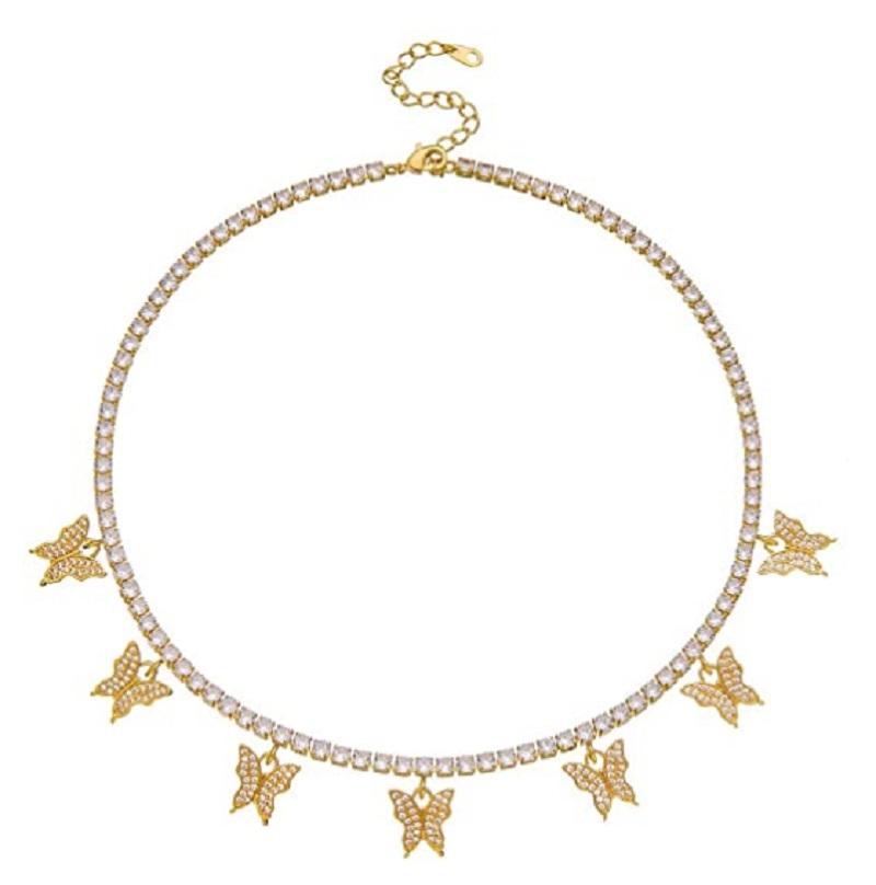 

Chokers Butterfly Choker Necklace Sparkly Crystal Pendant Necklaces Rhinestone Chain Glitter Party Jewerly For Women And Girls