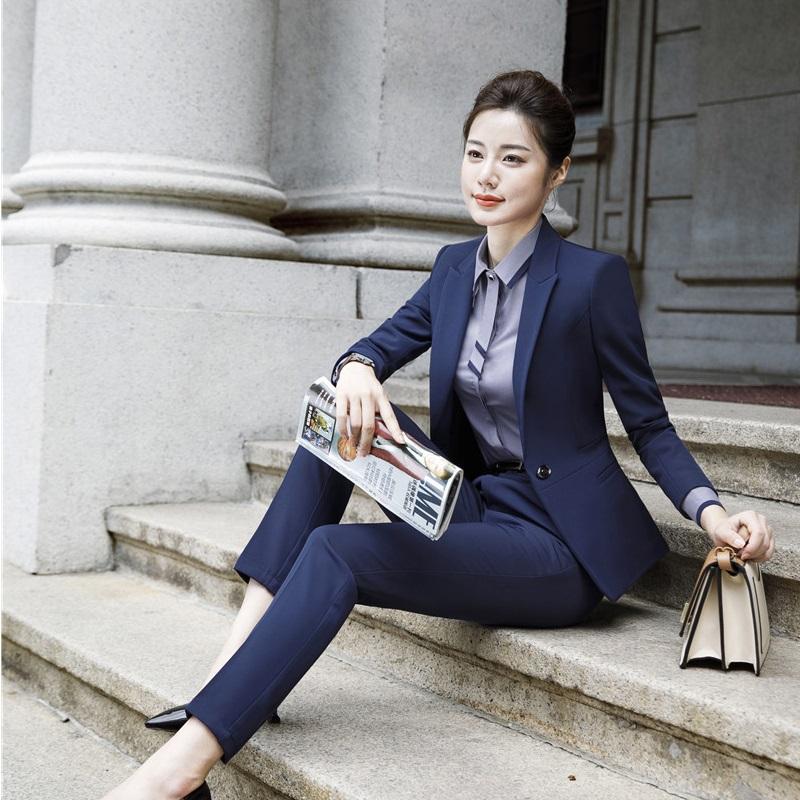 

Women' Suits & Blazers Formal Uniform Designs Pantsuits Women Business With Jackets And Pants For Ladies Professional Office, Black