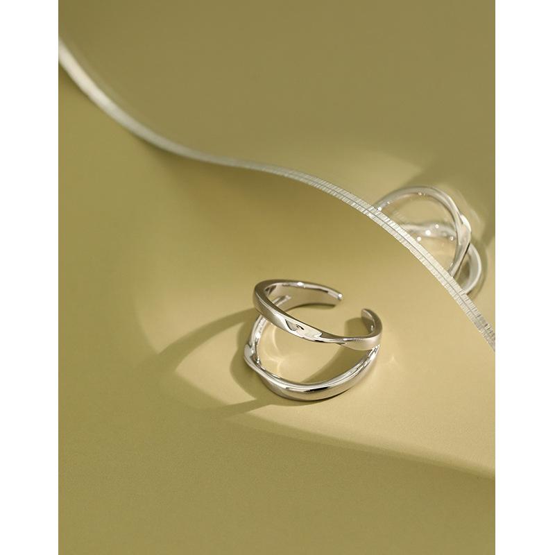 

Cluster Rings 18K Gold Plated 1pc 100% Authentic 925 Sterling Silver White/Gold Open Hollow Double Rows Twisted Ring Women's Jewelry TLJ1340