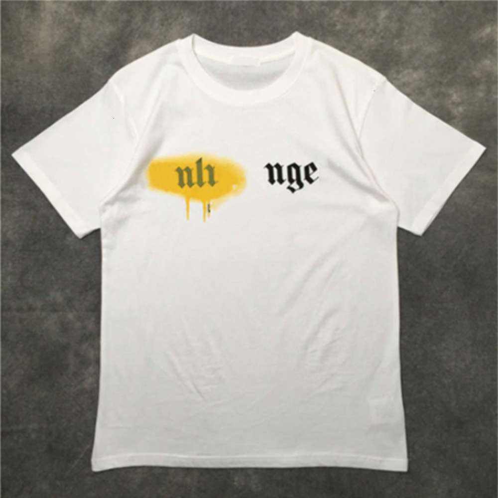 

Palms Mens Angels T Shirt PA Clothing Spray Letter Short Sleeve Spring Summer Tide Brand With The Same Casual All-match Loose Panda, Black purple