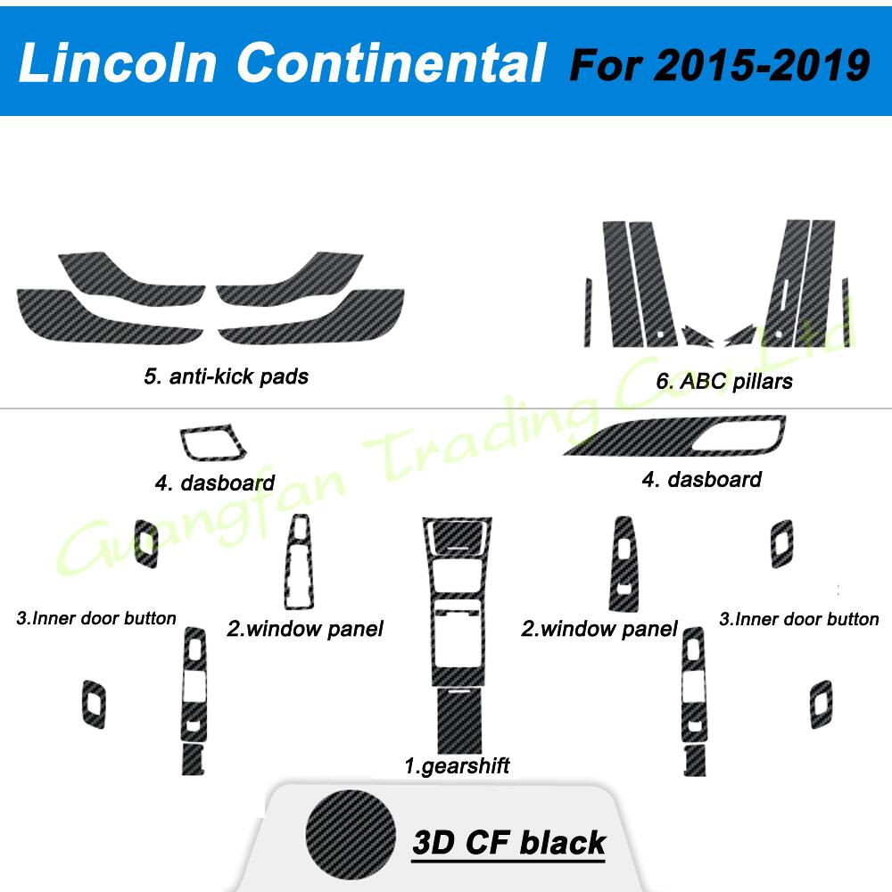 

For Lincoln Continental Year 2015-2019 Car-Styling 3D/5D Carbon Fiber Car Interior Center Console Color Molding Sticker Decals Accessories, Right hand drive