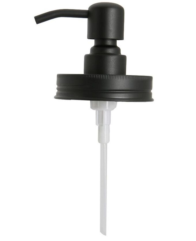 

Matte Black Regular Mason Jar Soap Dispenser Lids Rust Proof 304 Stainless Steel Liquid Pump for Bathroom -Jar not Included