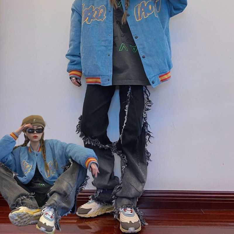 

Cargo Pants gothic Korean Ulzzang hip-hop tassel casual plus size punk street high waist Harajuku trousers Vintage women pants 210608