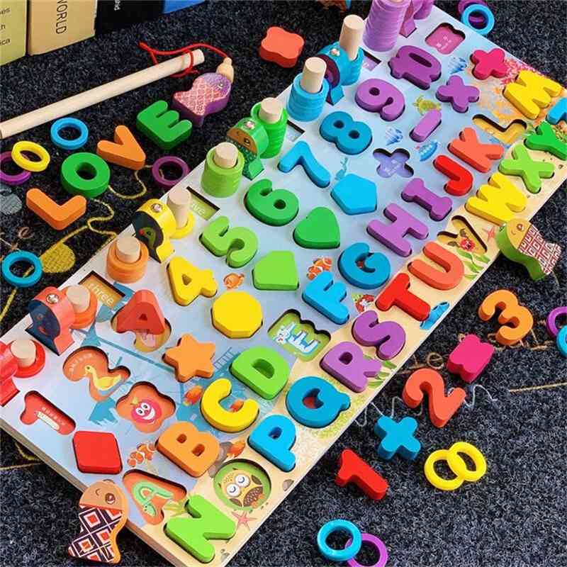 

Early education cognition of EVA children's hands on building blocks, logarithm board, geometry and numbers, three in one educational toys