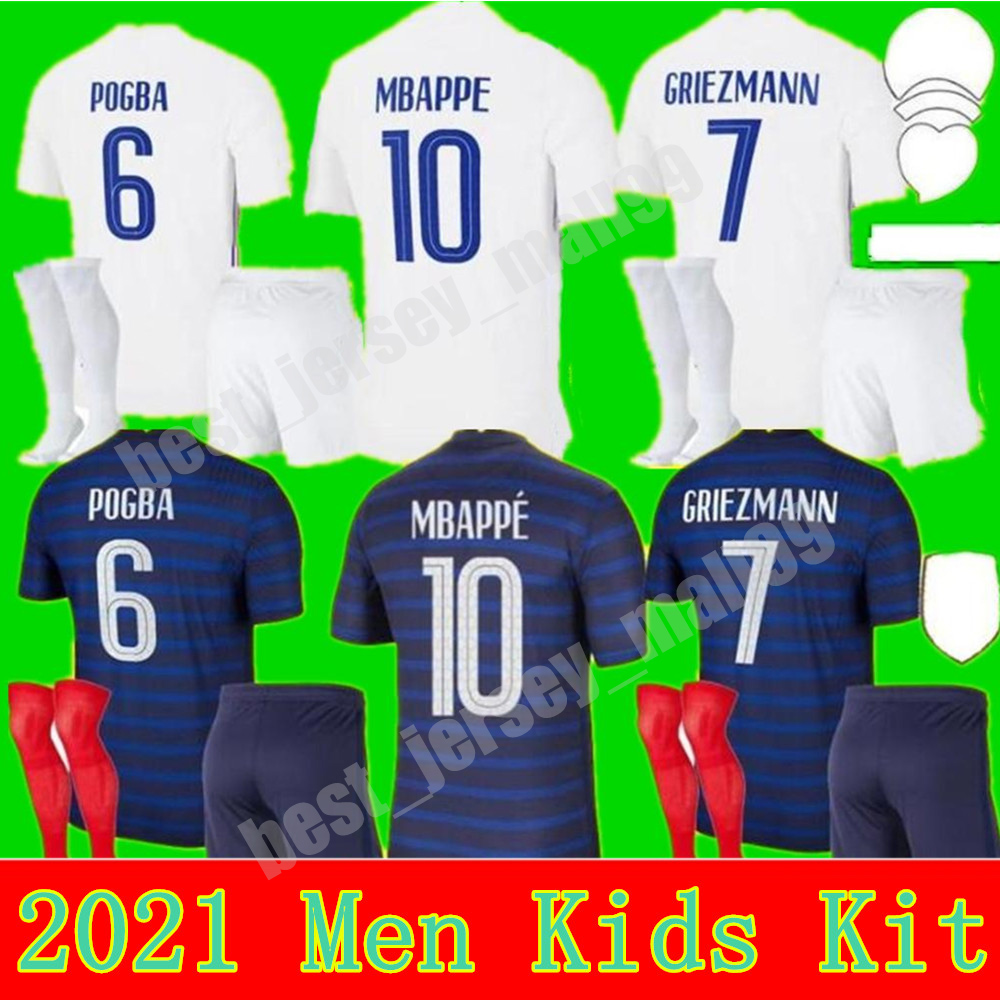 

Men Kids kit 2021 FRANCE Soccer National Team MBAPPE GRIEZMANN POGBA jerseys 21 22 jersey KANTE Football shirts THAUVIN maillot de foot, Black