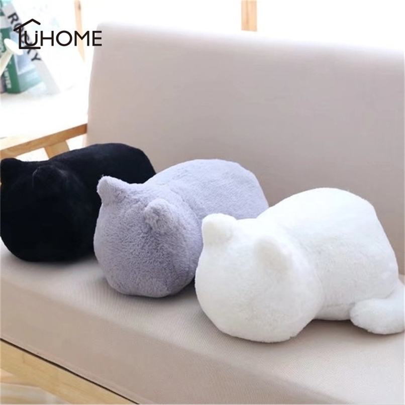 

Plush Cat Cushions Pillow Cute Cartoon Shape Back Shadow Kawaii Filled Animal Toys Home Textile Kids Christmas Gift 211203, White