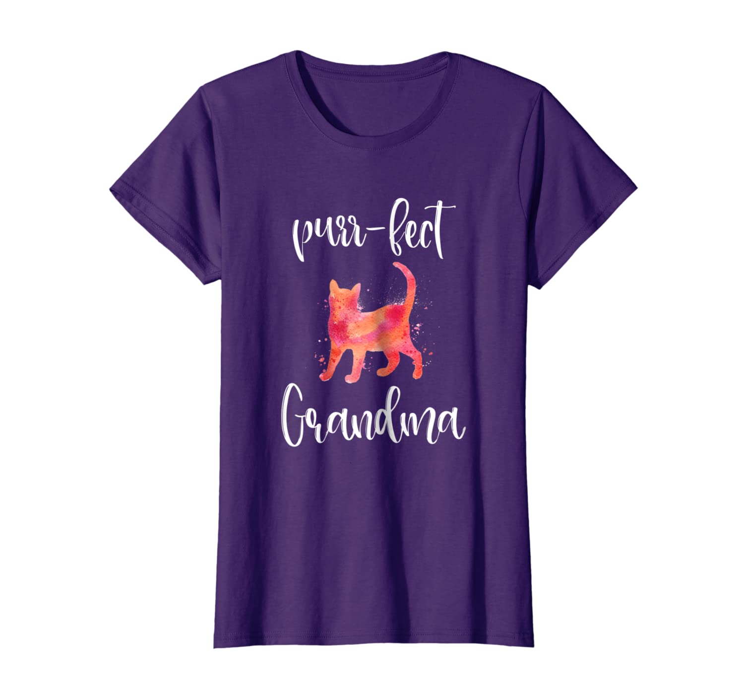 

Womens Purr-fect Grandma Shirt Cute Cat Lover Matching Family Tee, White;black