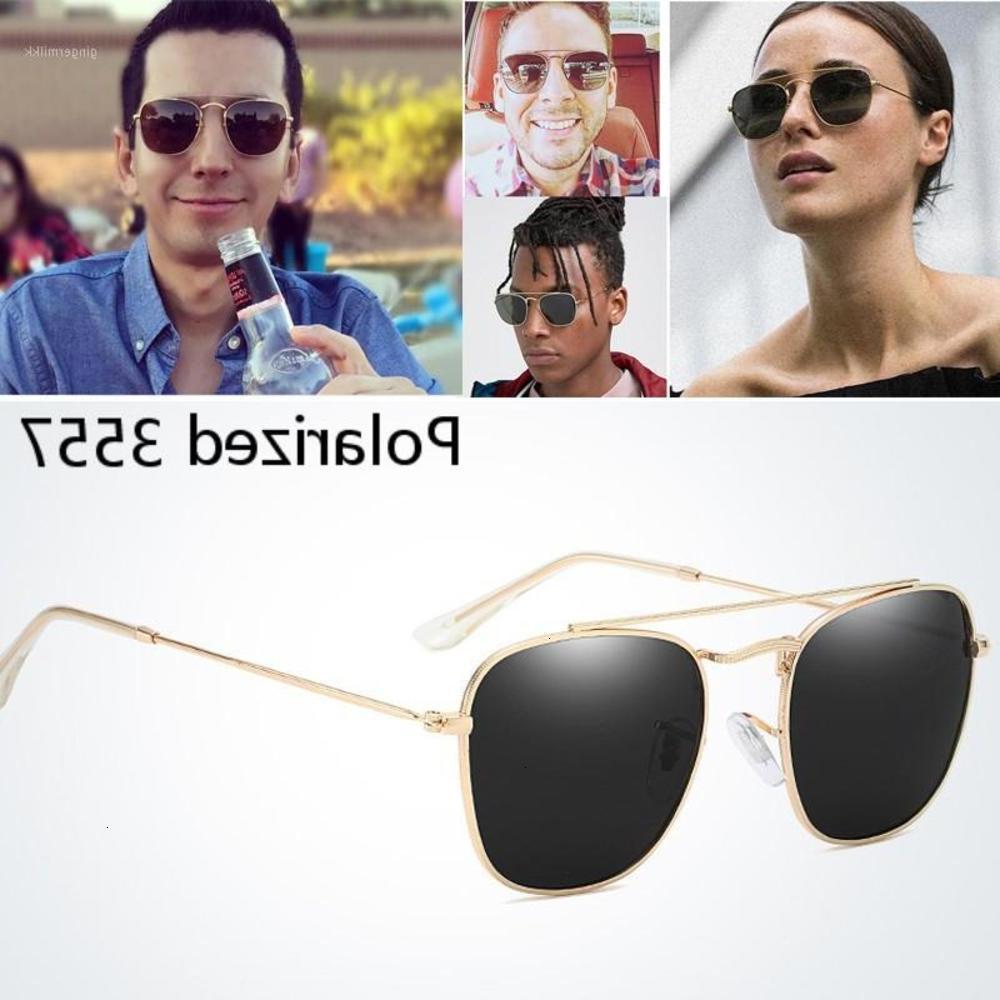 

DPZ NEW Fashion Vintage Square Metal Polarized Style Pilot Sunglasses Men Classic Brand Design Sun Glasses 35571, Black