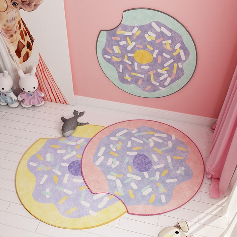 

Carpets Nordic Style Round Donut Carpet Rugs Girl Room Decor Play Area Rug Bedside Doormat Floor Chair Mat Cartoon Living