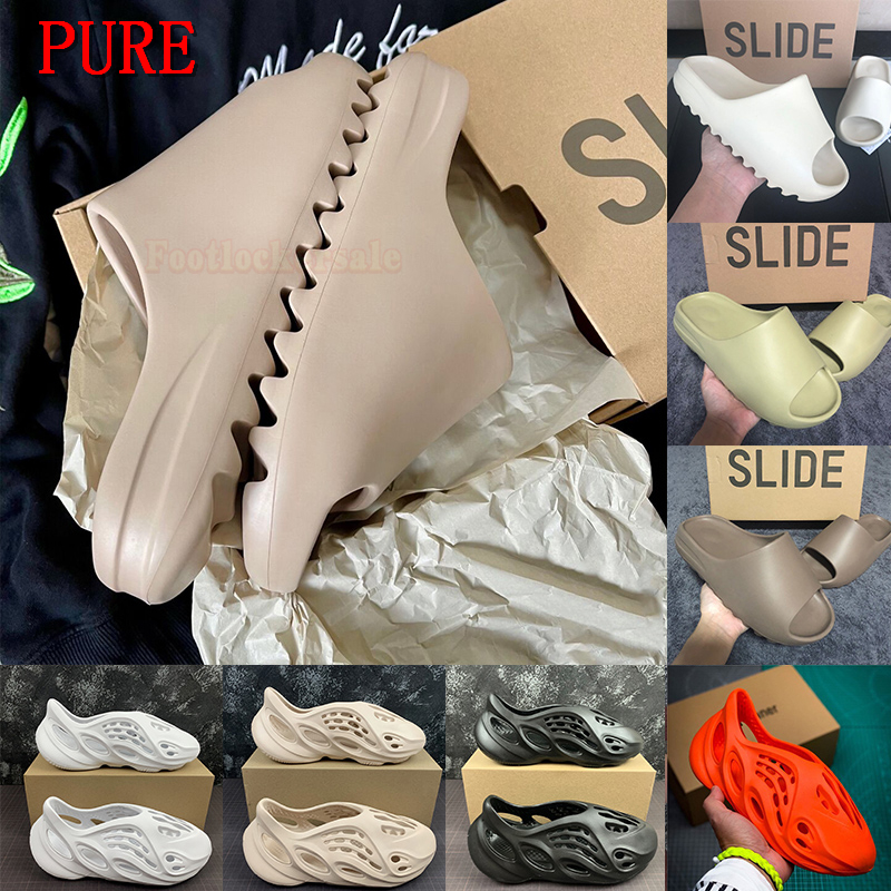 

Mens Sandals Foam Runner Pure Resin Core Soot Desert Sand Earth Brown Bone Designers Slides Womens Summer Platform Slippers With Box Beach Loafers 36-47