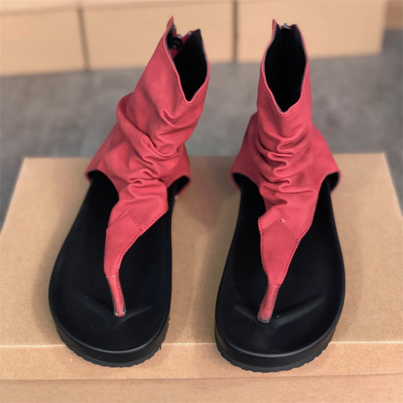 

Black Women High-top Flip-flops Designer Ladies Slippers Flat Summer Fashion Hollow out Buckle Sandals Good Quality Shoes Big Size 017, Color 4