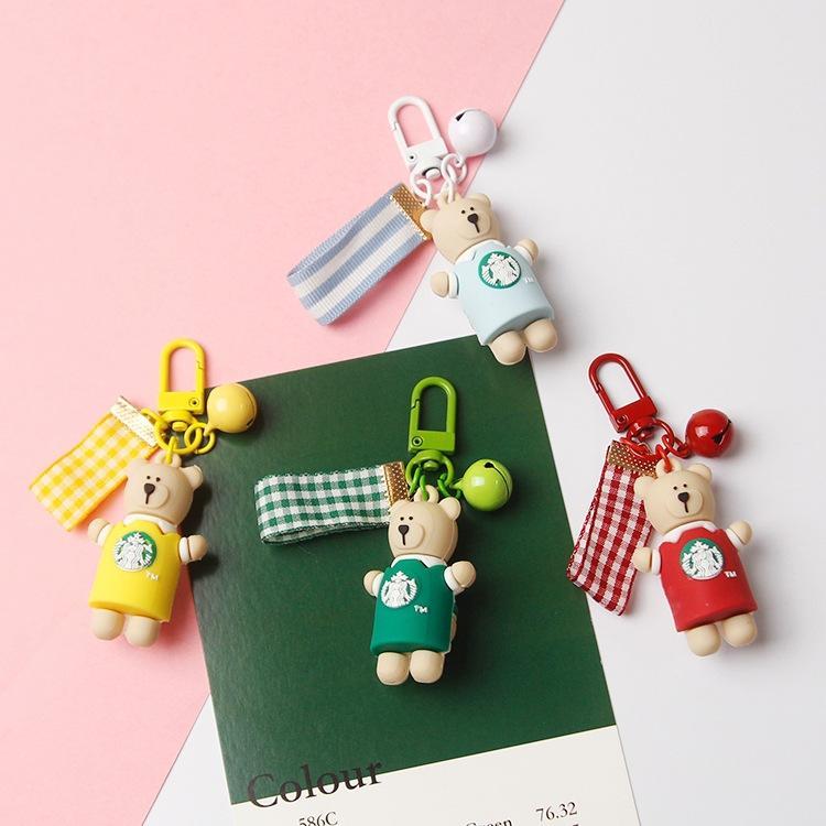Newly Arrive Fashion Cute Pet Bear Starbucks Cartoon Cute Keychain Couple Key Ring Pendant gift poduct-image-687689177