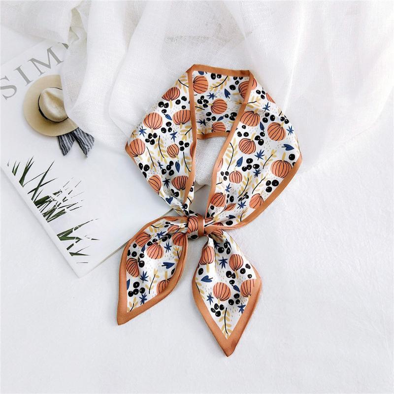 

Scarves Design Bag Twill Silk Headband Plaid Skinny Scarf Women Neckerchief For Ladies, Blue;gray