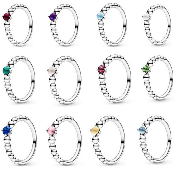 

High quality 100% 925 Sterling Silver fit pandora Ring Gemstone December Birthday Ring Women's Easy Match Jewelry Engagement Lovers Fas, Slivery;golden