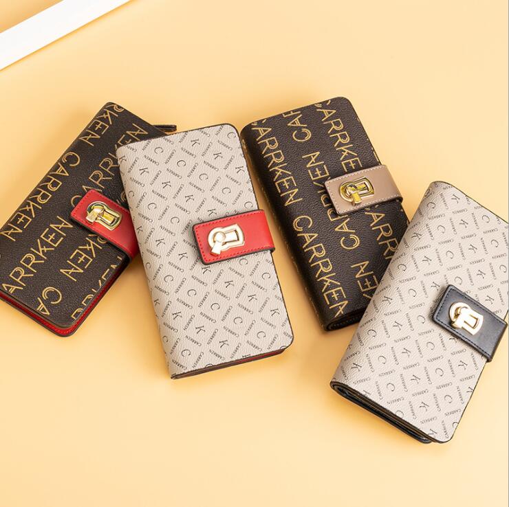 

wholesale leather shoulder bags classic printed womens clutch bag multifunctional zipper leathers long wallets personalized folding spell color women wallet, Deep brown3(boutique box)