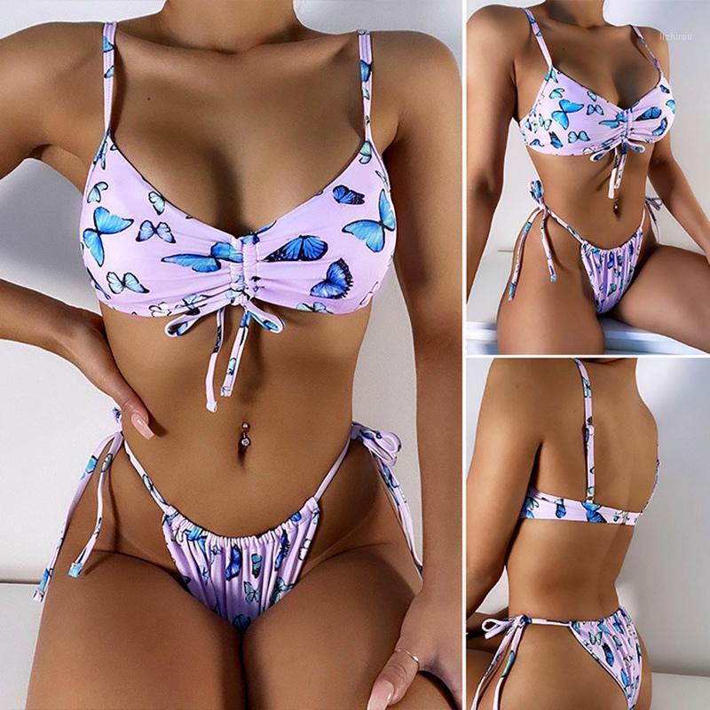 

Women' Swimwear Bowknot Printed Bikini Swimsuit Ladies 2-Piece Pink