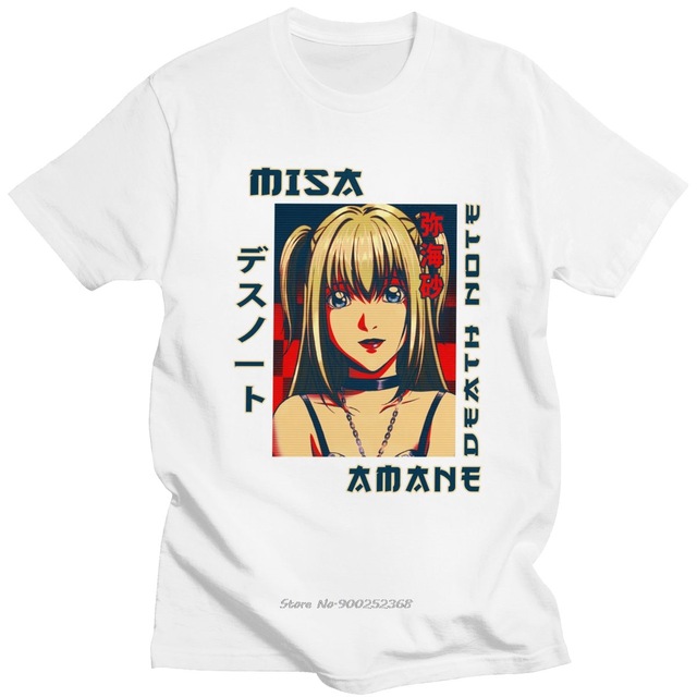 

Retro Death Note Misa Amane T Shirt For Men Short Sleeved Japan Anime Manga Tshirt Pure Summer T-shirt Fans Tee Tops Gift, White
