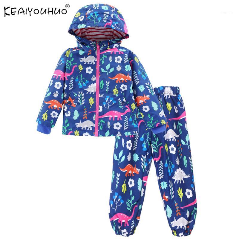 

Clothing Sets Children Spring Boys Clothes Cartoon Casual Girls Sports Suits Long Sleeve Hooded Raincoat, White