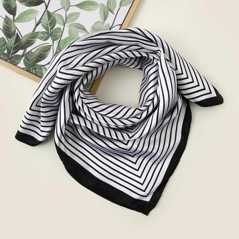 

Scarves Han Version Horizontal Stripe Square Scarf Sweet Contracted Temperament Black And White Occupation Adornment Scarve, Blue;gray