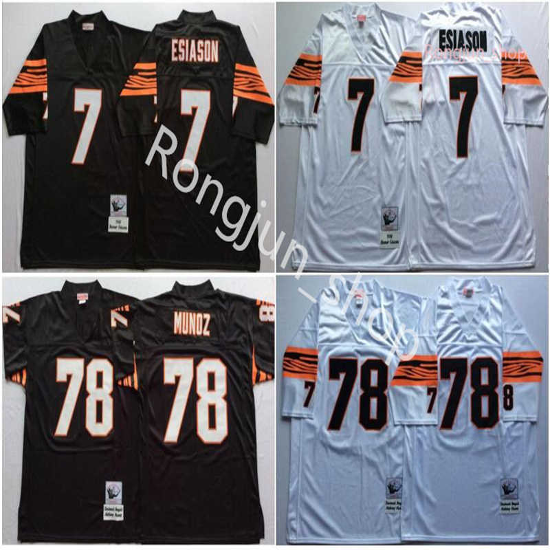 

Top Quality NCAA Men Football 7 Boomer Esiason 78 Anthony Munoz Jerseys Home Black White Away Stitch Vintage, As picture