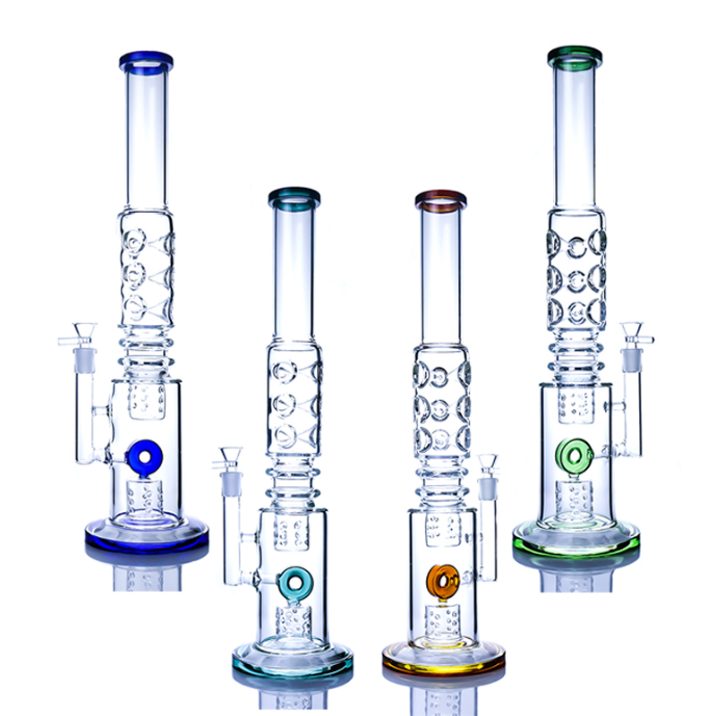 

20Inches Heady Glass Bongs Torus Hookahs 14mm Female Joint Straight tube triple catcher Perc Water Pipe Inverted Showerhead Oil Dab Rigs Thick Barrel Percolator