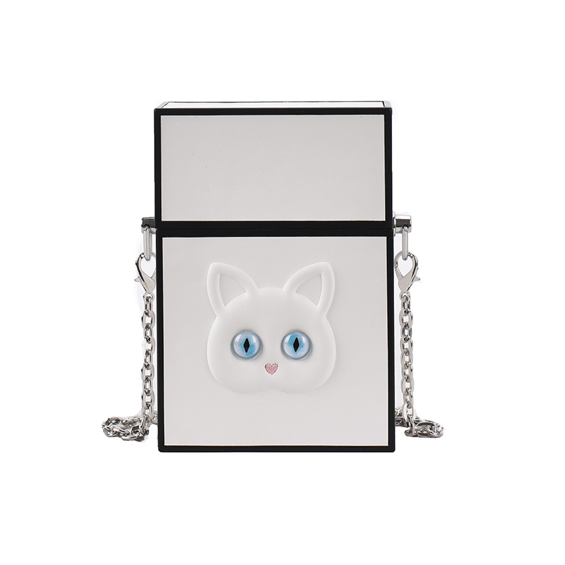 

chain female bag 2021 new cute kitten square box korean trend fashion young girl one-shoulder messenger mobile phone bag