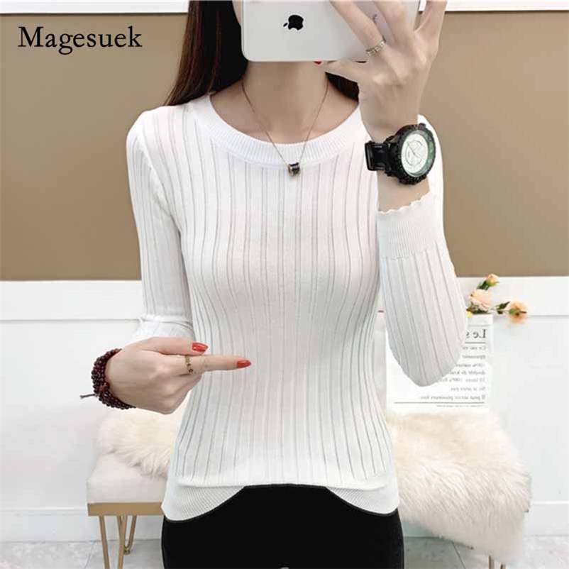 

Casual Long-Sleeve O-neck Autumn Winter Solid Christmas Sweater Women Pullover Womens s Vest Slim Knitted 11038 210518, Khaki