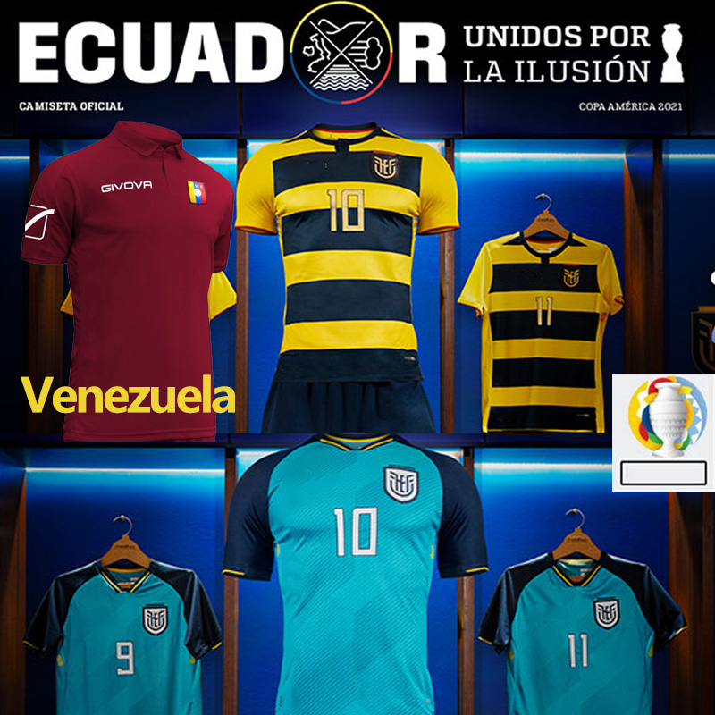 

Ecuador 21/22 Copa America soccer jerseys Venezuela home yellow away blue 2021 Pervis Estupiñán 2022 Gonzalo Plata Michael Estrada football shirts MARTINNEZ CAMPANA, Eguaduoer 21-22 away