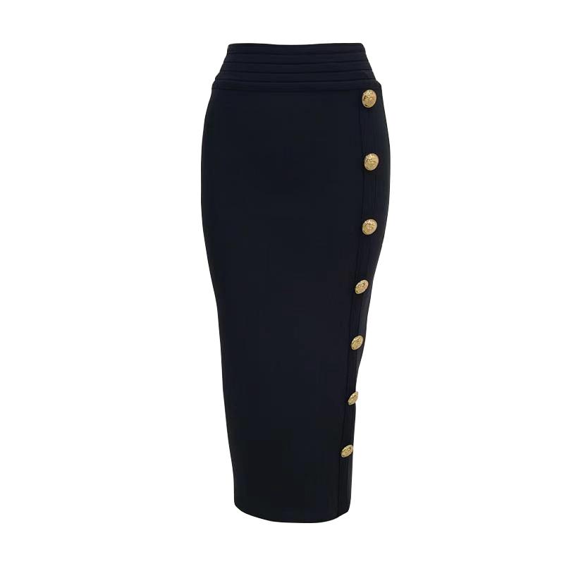 

Skirts Arrival Women Button Black Blue Red Bodycon Bandage Skirt 2021 Designer High Waist Street Party Club Pencil 75cm