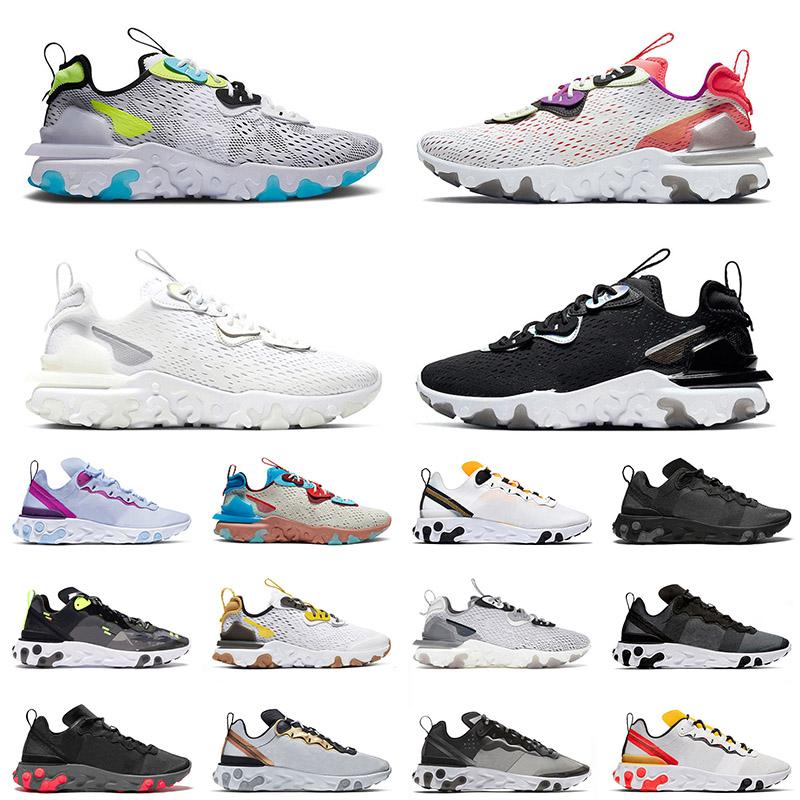 

React Vision Running Shoes Men Women Element 55 87 Worldwide Pack White Irdescent Vast Grey Black Schematic Undercover Trainers Sneakers