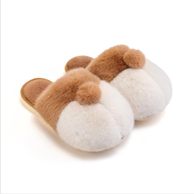 

Slippers 2021 Winter Women's Home Lovely Animals Plush Shoes Lovers Non-slip Soft Cotton Ladies Indoor, Corgi yellow