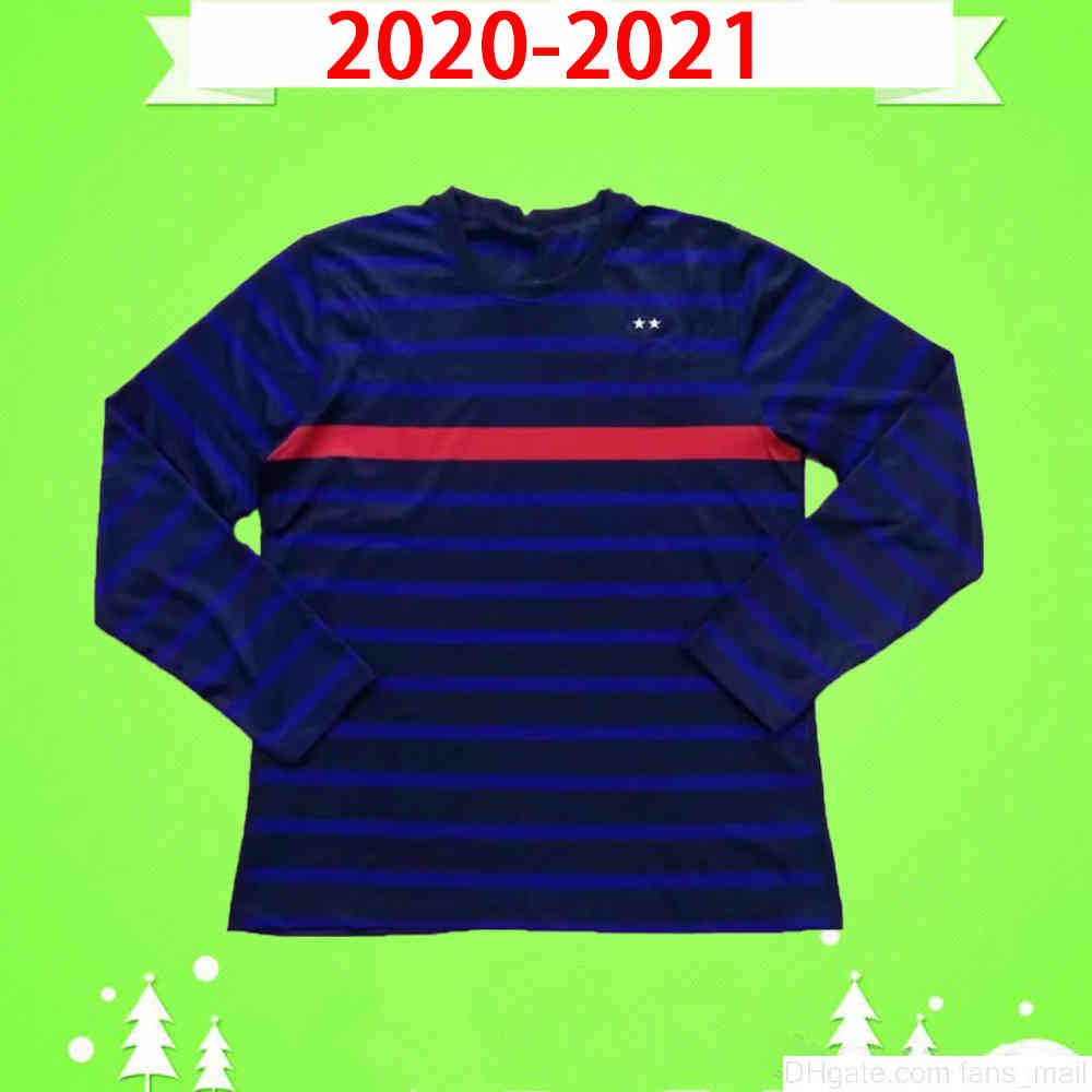 

long sleeve 2021 soccer jersey MBAPPE maillot de foot GIROUD KANTE POGBA 20 21 full football Shirt Uniform blue white top quality Size S-2XL, Black;yellow