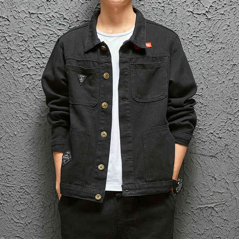 

Men's Jackets Workwear jacket men spring and autumn fashion street trend loose Korean black teenagers denim for LZL7, Army green