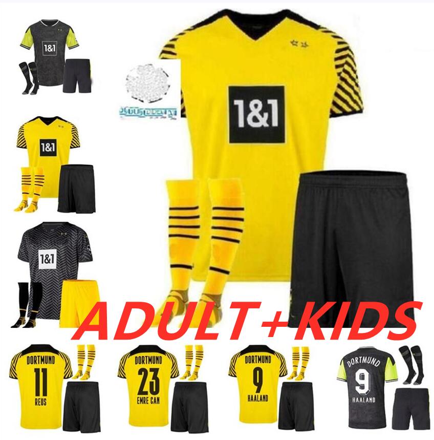 

21 22 HAALAND REUS soccer jerseys 2021 2022 BELLINGHAM REYNA GUERREIRO football shirt NEONGELB SANCHO HAZARD EMRE CAN 110 anniversary HUMMELS fourth men + kids kit, Blue