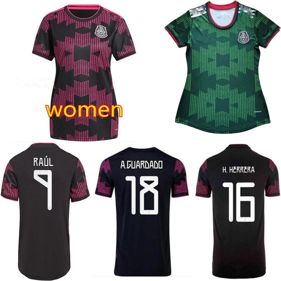 

2021 2122 Mexico Soccer Jersey National Copa America 20 21 22 CHICHARITO LOZANO GUARDADO CARLOS VELA RAUL Women Football Shirts, Black