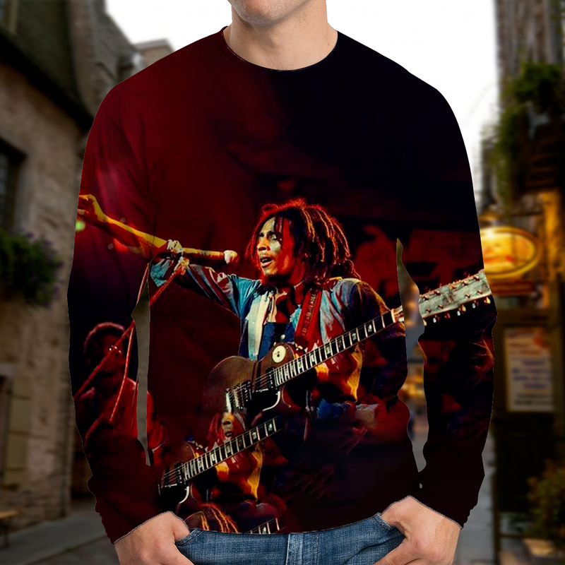 

Men's European and Dirty Braid Rap Printed 3D T-shirt Top Street Wear Round Neck High Quality Long Sleeve XL Printed Daily Top, White;black