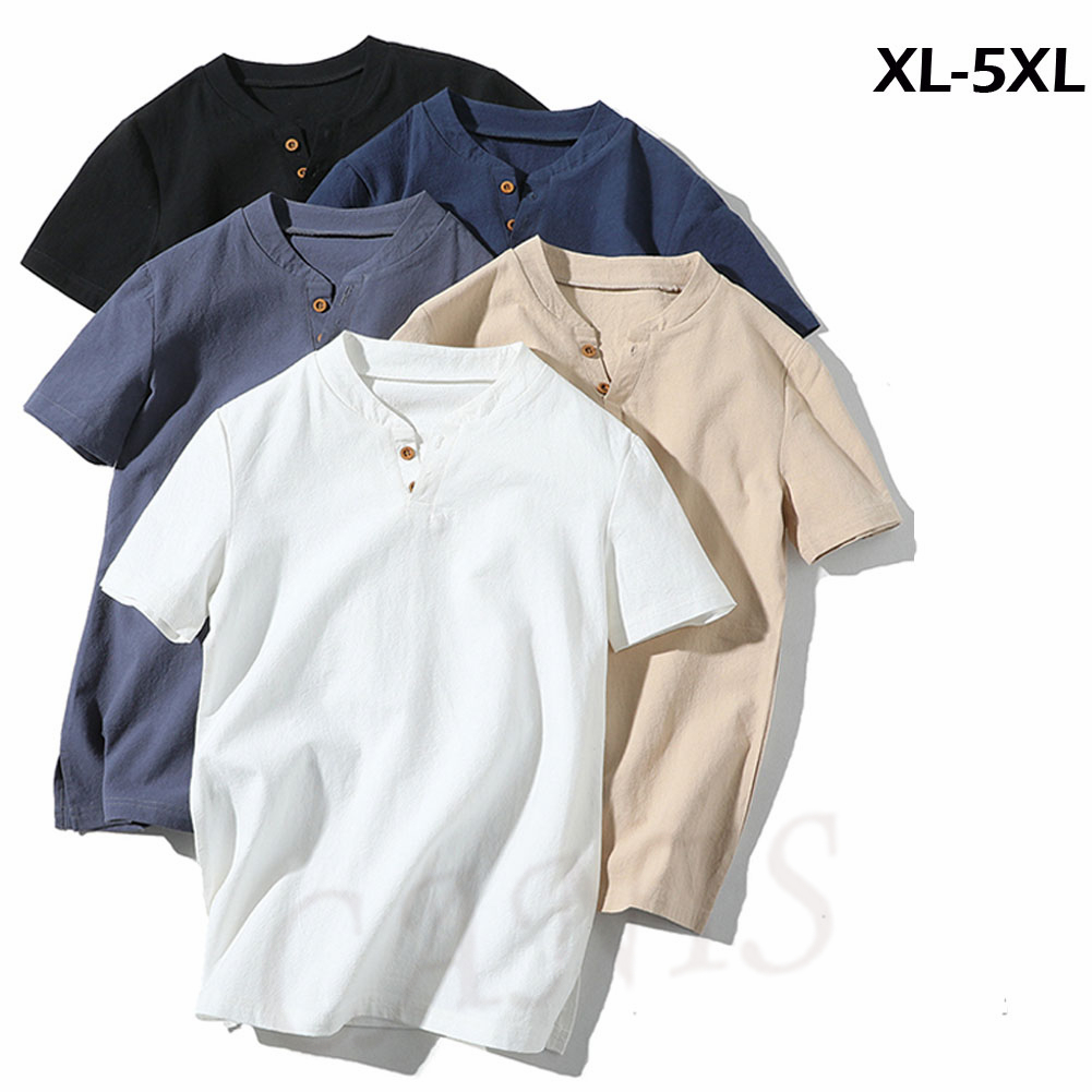 

Linen Men T-Shirt Slim Fit Casual Tops Short Sleeve Summer Clothes Solid Cotton Linen Basic Tee, Dark blue
