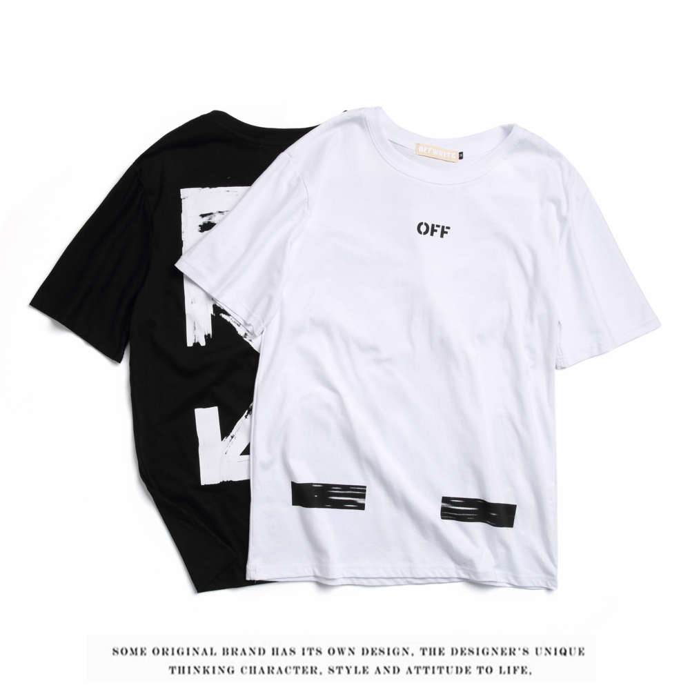 

Street fashion off hip hop short sleeve men's T-shirt, White;black