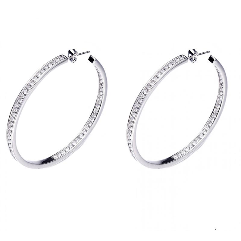

Hoop & Huggie COCOM Fashion Round Circle Big Earrings With Crystals From Austria Exaggerated-Style Luxury Jewelry Gift For Women Girl