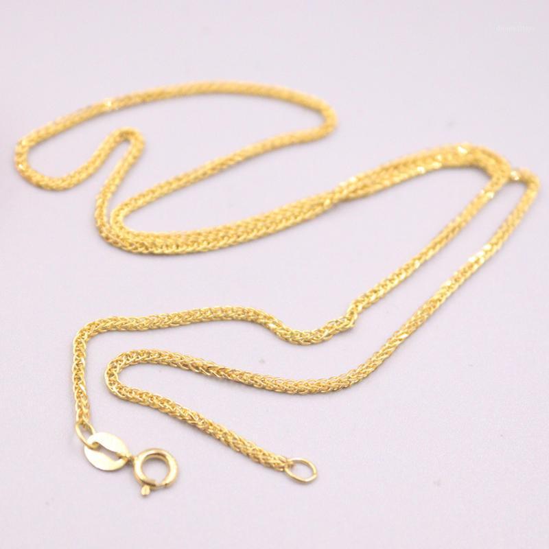 

Pure 18K Yellow Gold Women Necklace Wheat Chain 16.5inch 1.2mmW 1.5-2g / Spring Clasp D Chains