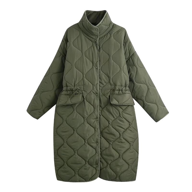 

Women's Jackets Woman Elegant ArmyGreen Argyle Jacket 2021 Autumn Female Long Seelve Stand Collar Ladies Casual Solid Color Outerwear, Black;brown