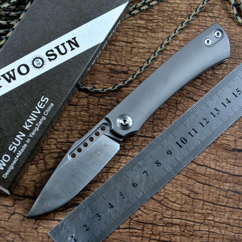 

TWOSUN Knives Gift Folding Pocket Tactical Outdoor Hunting Utility Survival Tool Slip Joint M390 Blade Titanium Handle TS221