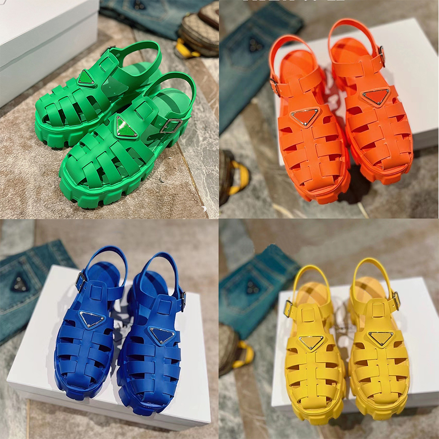 

Spring Summer 22SS New Sandal Thick-soled Gear Hollowed-out Slides Baotou Ladies Leisure Increased One-button Roman Tide Shoes with box, Color8