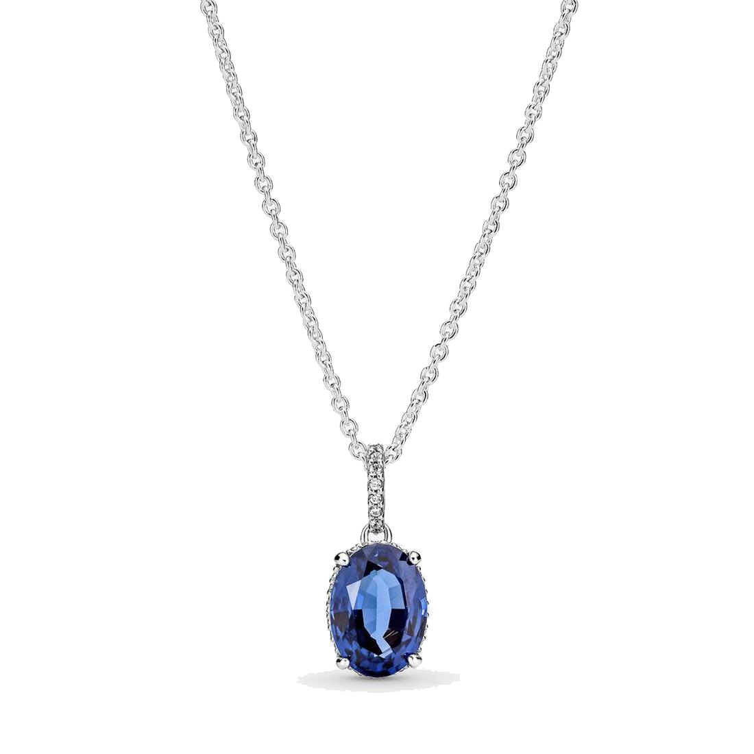 

Fine jewelry Authentic 925 Sterling Silver Necklace Fit Pandora Pendant Charm Sparkling Statement Halo Pendant Necklace Love Engagement DIY