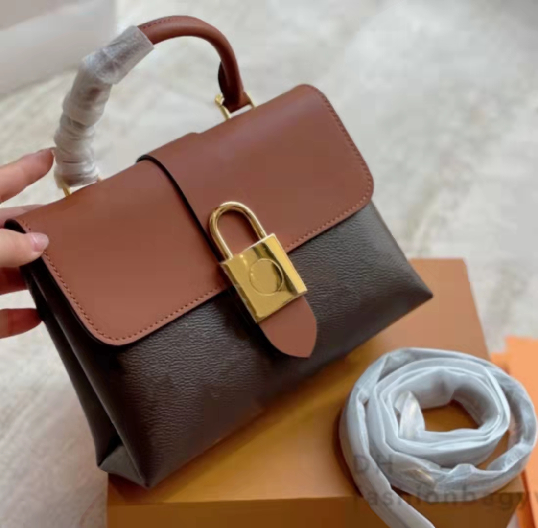 

Stylish original style High quality leather LOCKY BB Postman bag Old print Handbag Atmospheric gold padlock Lady handbags Shoulder bags tote, 1111111111