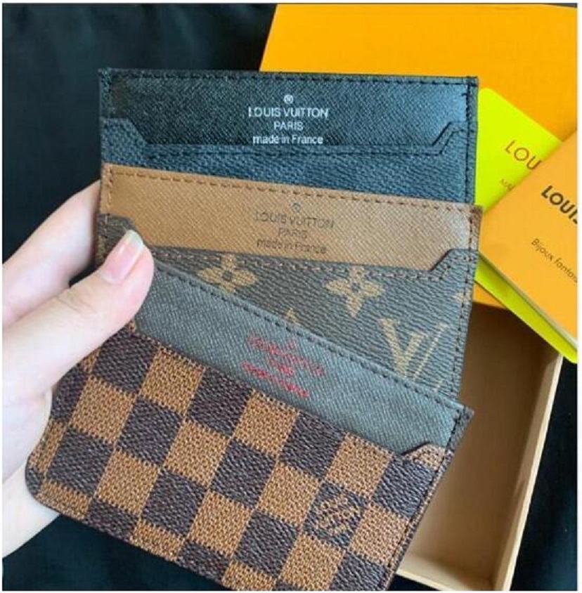 

High Quality LV LOUIS bag VITTON Men Women Credit Card Holder Classic Mini Bank Holders Small Slim Wallet, Red;black