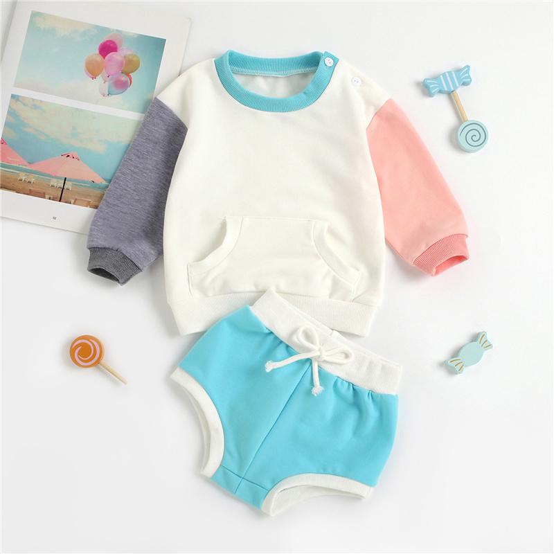 

Clothing Sets 2Pcs Born Baby Girls Casual Cotton Sweet Clothes Set,Spring Fall Variegated Color Round Collar Pullover And Shorts,0-24Months, As pic